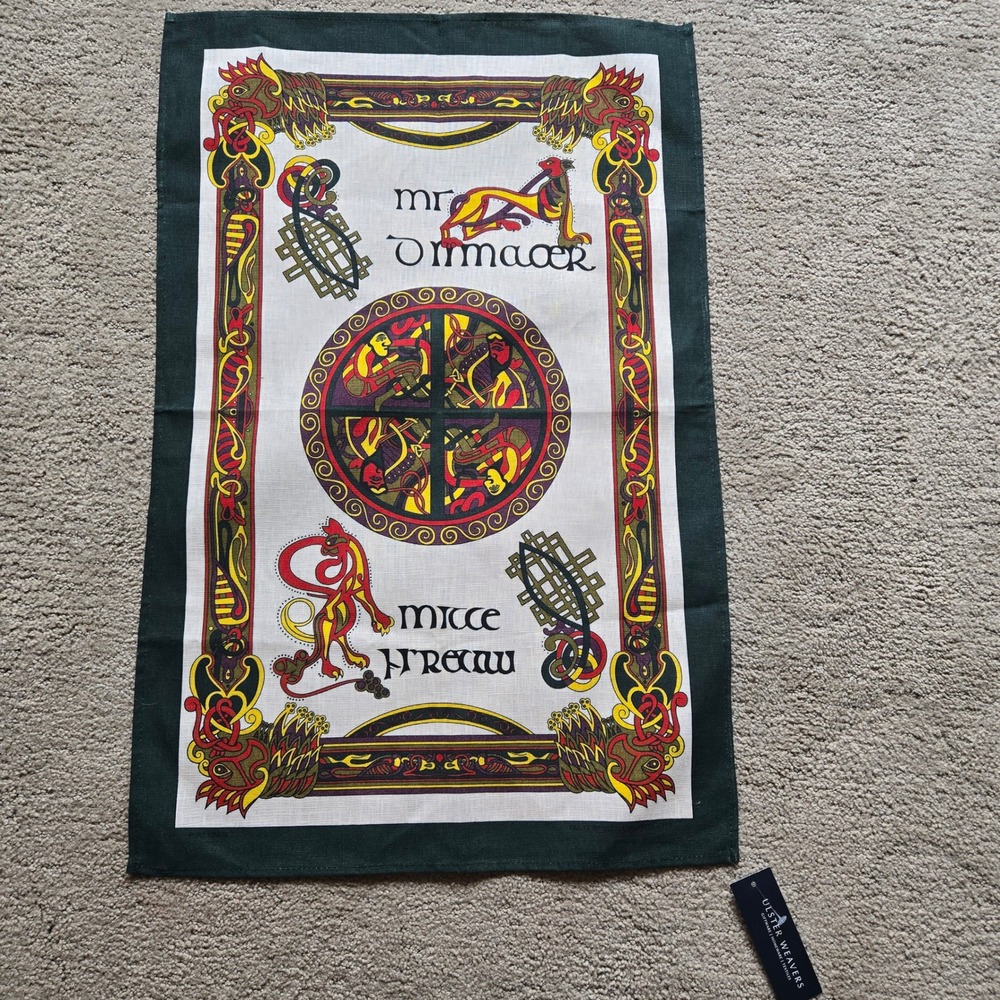 Ulster Weavers Celtic Book of Kells Linen Tea Towel Failte Irish Heritage New